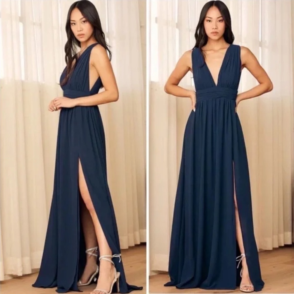 Lulus Heavenly Hues Maxi Dress Navy Blue XS